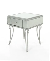 Simplie Fun Mirrored Nightstand Silver End Table With 1 Drawer For Bedroom Living Room