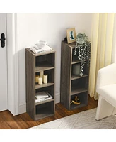 8-Tier Media Tower Rack, Cd Dvd Slim Storage Cabinet with Adjustable Shelves, Tall Narrow Bookcase Display Bookshelf for Home Office, Multi-functional