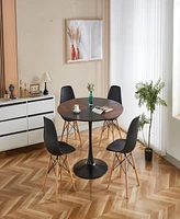 Simplie Fun 1+4,5pieces dining set, Table metal leg Mid-century Dining Table for 4