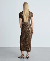 Mango Women's Ruffled Details Leopard Dress