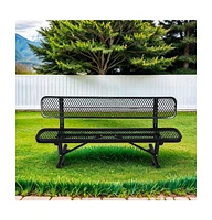 6 ft. Outdoor Steel Bench with Backrest in