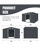 Outdoor Storage Shed 8 x 12 Ft Large Metal Tool Sheds with Window