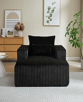 Streamdale Furniture 62.5-Inch Corduroy Sponge Sofa Lounge Chair, No Assembly Required, Fluffy Modern Sleeper Chair for Indoor Living Room Bedroom