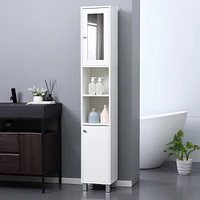 Tall Bathroom Storage Cabinet with Mirror, Wooden Freestanding Tower Cabinet with Adjustable Shelves, for Bathroom, or Living Room, White