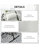 2 Piece Outdoor Rocking Chair Set, Patio Folding Lawn Rocker Set with Headrests for Yard, Patio, Deck, Backyard, Cream White
