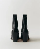 Mango Women's Leather Pointed Ankle Boots