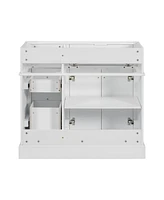 36" Bathroom Vanity without Basin Sink, Solid Wood Frame Bathroom Storage Cabinet, Freestanding Vanity with 3 Drawers& Adjustable Shelf (Not Incl