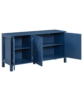 Sideboard with Curved Swirl Patterned Doors and Artistic Three-Door Design, Suitable for Living Rooms, Entrance and Study