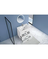 Streamdale Furniture30 Inch Bathroom Vanity with Ceramic Sink Combo Set, Modern Freestanding Bathroom Storage Cabinet with 2 Drawers, Floor Standing B