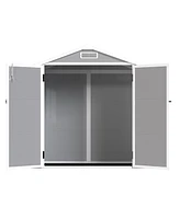 Streamdale Furniture 6' x 4.4' Resin Weather Resistant Outdoor Storage Shed with Floor for Garden, Backyard, Pool Tool, Light Grey