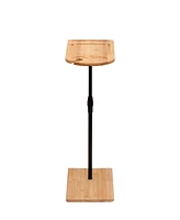 Couch Tray Table Bamboo Height Adjustable Side Table for Sofa C-shaped Oval End Tables with Slots for Bed & Chairs in Living Room & Bedroom (Oval + Re