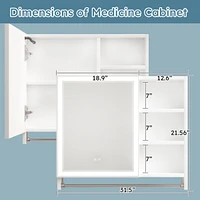 Modern 32x28inches bathroom cabinets, medicine cabinets with mirrors and Led lights, bathroom lockers with multilevel storage compartments and towel r