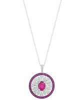 Effy Sapphire (1-7/8 ct. t.w.) & Diamond (1/3 Mandala Openwork 18" Pendant Necklace Sterling Silver