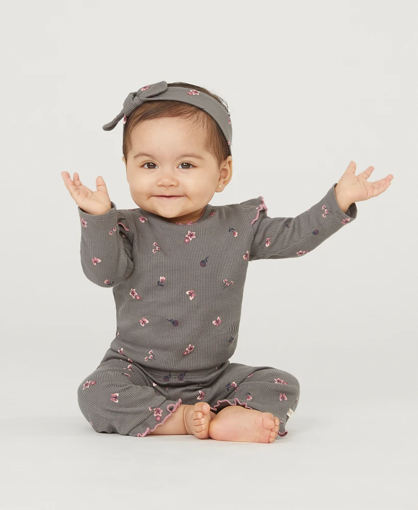 Huggies Baby Girls Rib Bodysuit, Headband and Pants 3-Piece Set