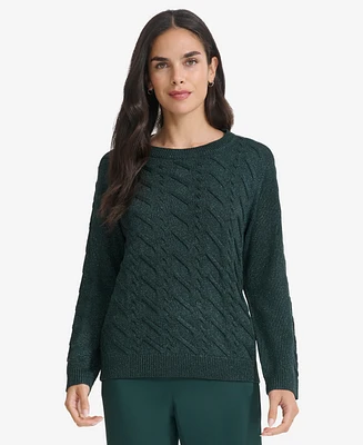 Calvin Klein Women's Metallic Cable-Knit Sweater