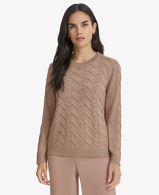 Calvin Klein Women's Metallic Cable-Knit Sweater