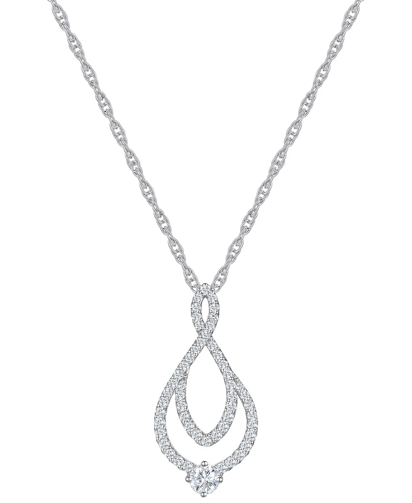 Diamond Abstract Swirl 18" Pendant Necklace (1/2 ct. t.w.) in 10k White Gold