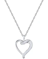 Diamond Baguette Swirl Heart 18" Pendant Necklace (1/4 ct. t.w.) in Sterling Silver