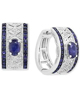 Effy Blue Sapphire (1-5/8 ct. t.w.) & Diamond (1/5 ct. t.w.) Huggie Hoop Earrings in Sterling Silver (Also available in Ruby)