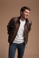 Furniq Uk Men's Leather Jacket, Brown, Created for Macy's