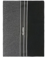 Karl Lagerfeld Men's Two-Tone Logo Stripe Scarf