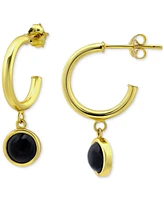 Giani Bernini Onyx Bezel Dangle Hoop Earrings 18k Gold-Plated Sterling Silver, Created for Macy's