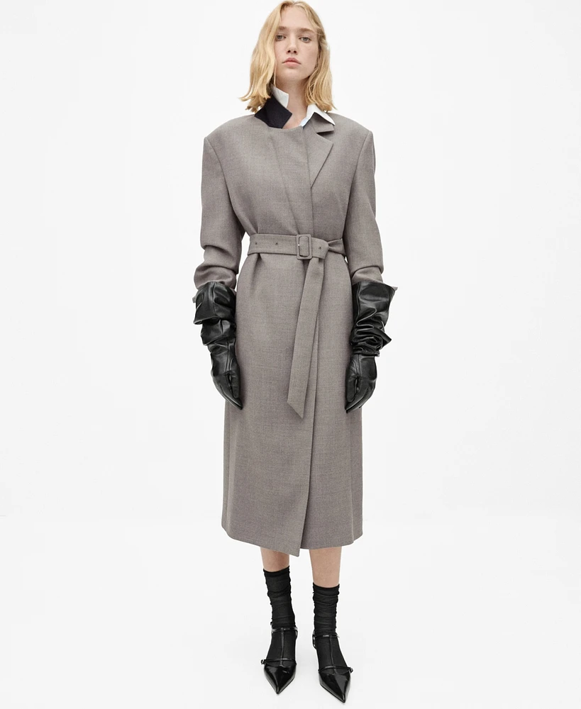 Mango Women's Long Belted Coat