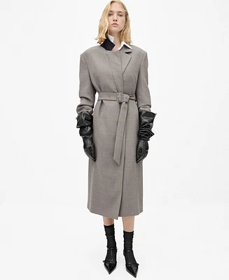 Mango Women's Long Belted Coat