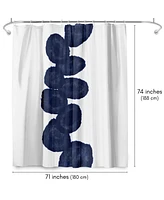 Americanflat 71x74 Shower Curtain - Blue Abstract Design - Indigo Vine by Chaos & Wonder Design