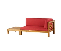 Brava X-Back Corner Bench-r With Coffee Table, Red