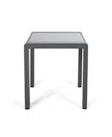 Streamdale Furniture Stylish Aluminum End Table With Frosted Glass Top For Outdoor Seating