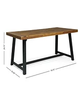 Outdoor Dining Set, Dining Chair Set of 6(Gray)+Acacia Wood Dining Table