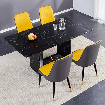 Streamdale Furniture Table and chair set.This modern dining table with Mdf marbled design gives you a luxurious and elegant feel.Paired with multiple