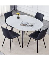 Simplie Fun Table and chair set.Modern Extendable Mdf Dining Table.The table has a telescopic design