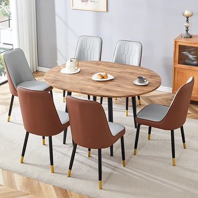 Streamdale Furniture Table and chair set.Modern Extendable Wood Mdf Dining Table.The table has a telescopic design, suitable for gatherings of differe