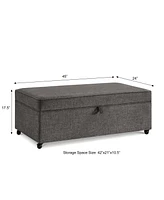 Modern Large Comfort Sofa Ottoman with Storage, Modular Sectional Storage Ottoman With Wheels For Living Room, Lounge Ottoman, Couch Storage Ottoman