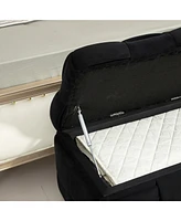 Storage Ottoman, Bedroom End Bench, Upholstered Fabric Storage Ottoman with Safety Hinge, Entryway Padded Footstool