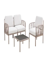 Patio indoor/ outdoor garden single sofa armchairs plastic with soft cushion Weather waterproof chair Sectional Furniture for Balcony Garden Pool Lawn