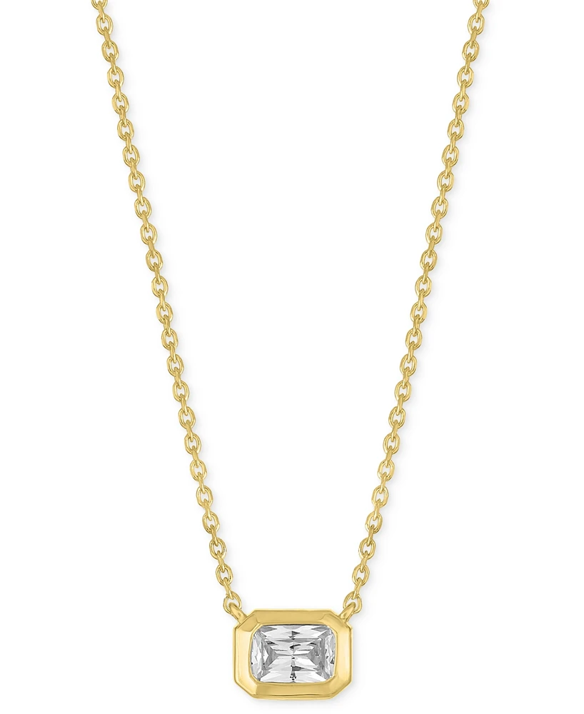 Forever Grown Diamonds Lab-Grown Emerald-Cut Diamond Bezel Necklace (1/3 ct. t.w.) in 10k Yellow Gold