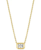 Forever Grown Diamonds Lab-Grown Emerald-Cut Diamond Bezel Necklace (1/3 ct. t.w.) in 10k Yellow Gold