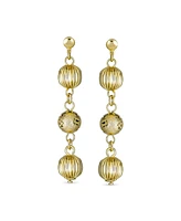 Bling Jewelry Multi Spheres Linear Dangle Ball Earrings Gold Plated 6MM - Gold