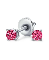 Bling Jewelry Red Cubic Zirconia Stud Earrings Sterling Screwback Imitation Ruby