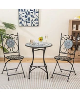 Costway Set of Mosaic Chairs for Patio with Decorative Backrest Heavy-Duty Frame