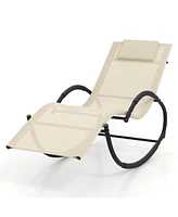 Costway Pcs Outdoor Rocking Lounge Chair with Removable Headrest Breathable Backrest & Seat