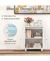 Gymax Bathroom Cabinet Floor Storage Organizer w/ Anti-Tipping Kits Adjustable Shelf