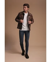 Men's Leather Jacket, Brown, Created for Macy's