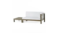 Oana Right Corner Bench And Coffee Table, White