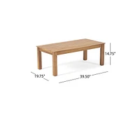 Temecula Outdoor Acacia Wood 4-Seater Chat Set_Loveseat&Coffee Table&2 Club Chairs - Brown Patina Finish + Cream Cushion