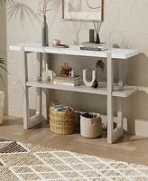 Streamdale Furniture Retro Elegant Console Table with Marble-Effect Top and Versatile Storage Solutions for Entryway and Living Room (Gray Wash)