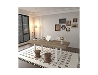 Extendable Dining Room Table for 6 8 10, Modern Farmhouse Wooden Kitchen Expanding Table, Long Large Expandable Dining Room Conference Table